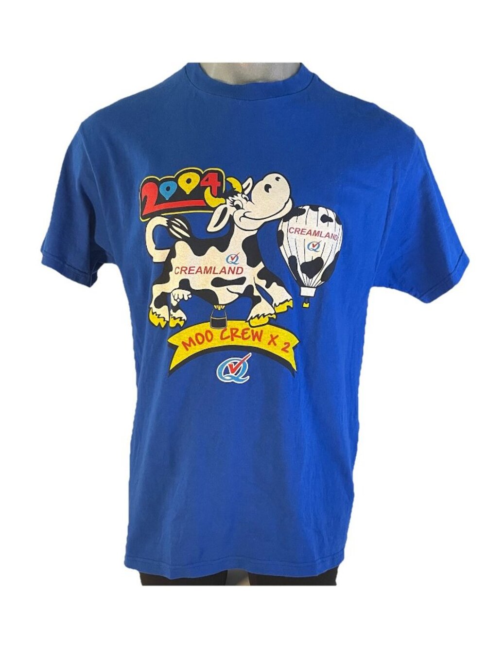 2004 Airabelle Moo Crew Balloon Fiesta Graphic Tee L Albuquerque NM Creamland